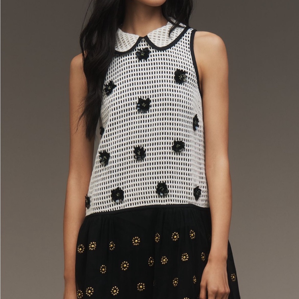 NWT Anthropologie Maeve Sleeveless Embellished Drop-Waist Mini Beaded Dress